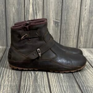Merrell GripDry Zip Hiking Boots Women Brown Leather Waterproof Gorpcore Sz 7.5